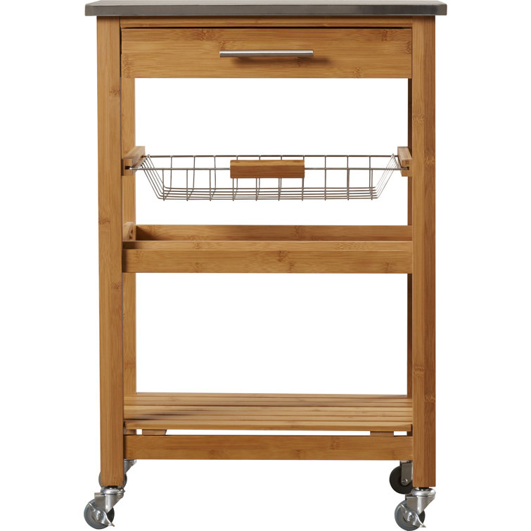 Charlton Home® Servin 22.75'' Solid Wood Kitchen Cart with Stainless